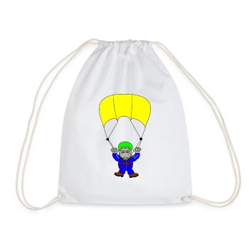 parachute skydiving parachuting skydiver - Drawstring Bag - white - Front