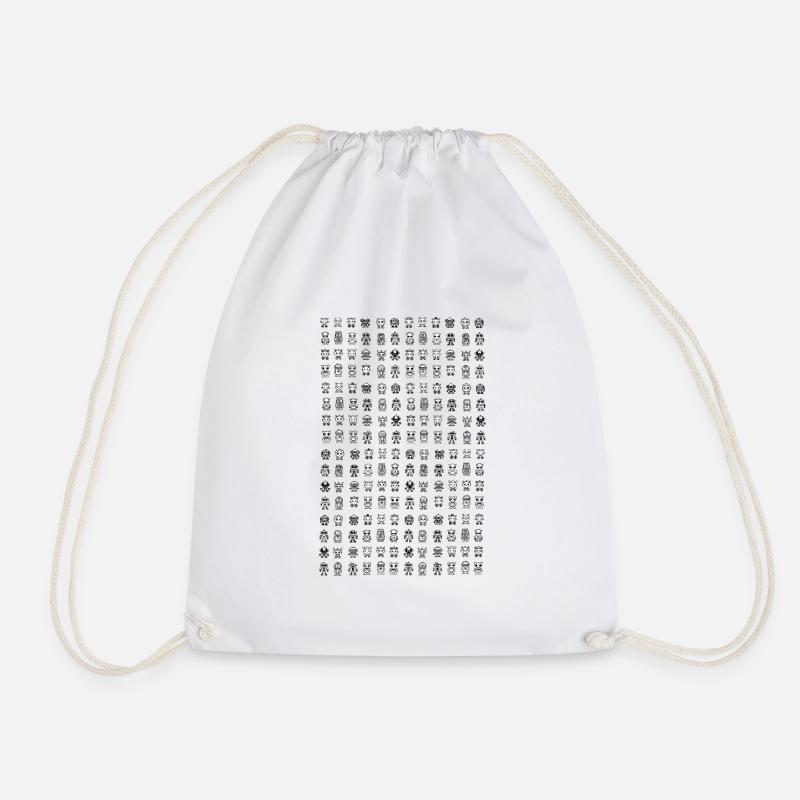 Robot black and white - Drawstring Bag - white