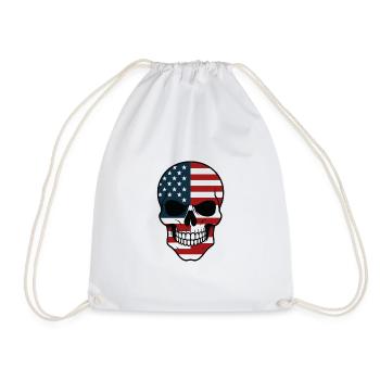 Crâne et drapeau américain - Sac de sport léger - blanc - Devant