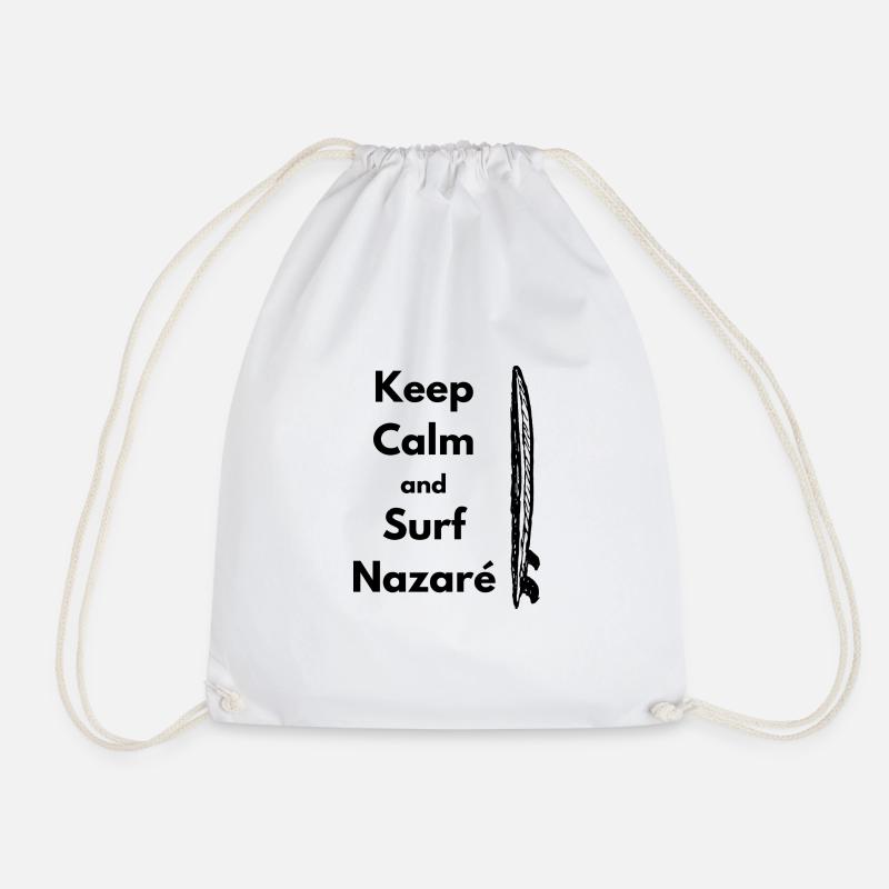 Surfing in Nazare - Drawstring Bag - white