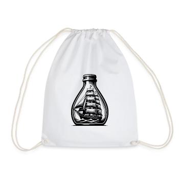 Classic Swell Sailing Ship Bottle Ship - Drawstring Bag - white - Front