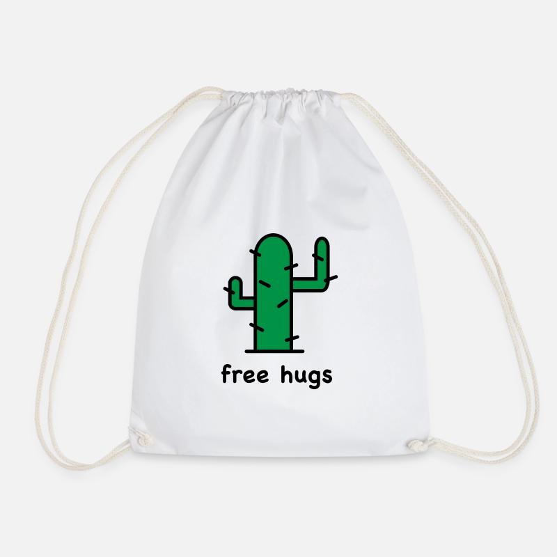 cactus free hugs - Drawstring Bag - white