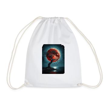 Beauty of Red Moon Sea T Shirt - Drawstring Bag - white - Front