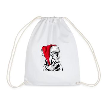 Santa OLD ENGLISH BULLDOG Weihnachten OEB Wilsigns - Turnbeutel - Weiß - Vorne