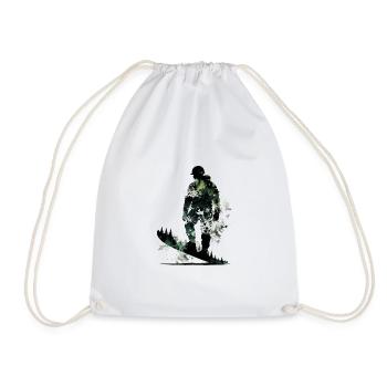 Snowboarder Camoflage Pattern - Ski Resort - Drawstring Bag - white - Front