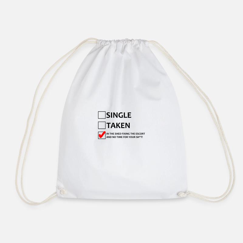 In the shed fixing the escort! - Drawstring Bag - white