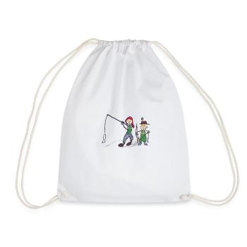 Children fishing - Drawstring Bag - white - Front