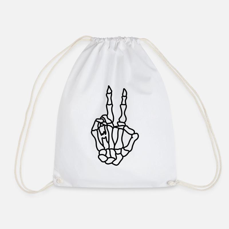 Skelett Hand Peace - Turnbeutel - Weiß