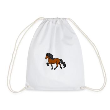Icelandic horse, browner, lighter - Drawstring Bag - white - Front