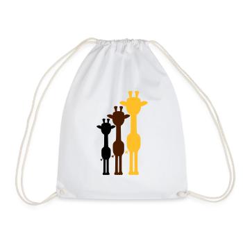 3 Colors Cool Giraffe Outline Shadow Silhouette - Drawstring Bag - white - Front