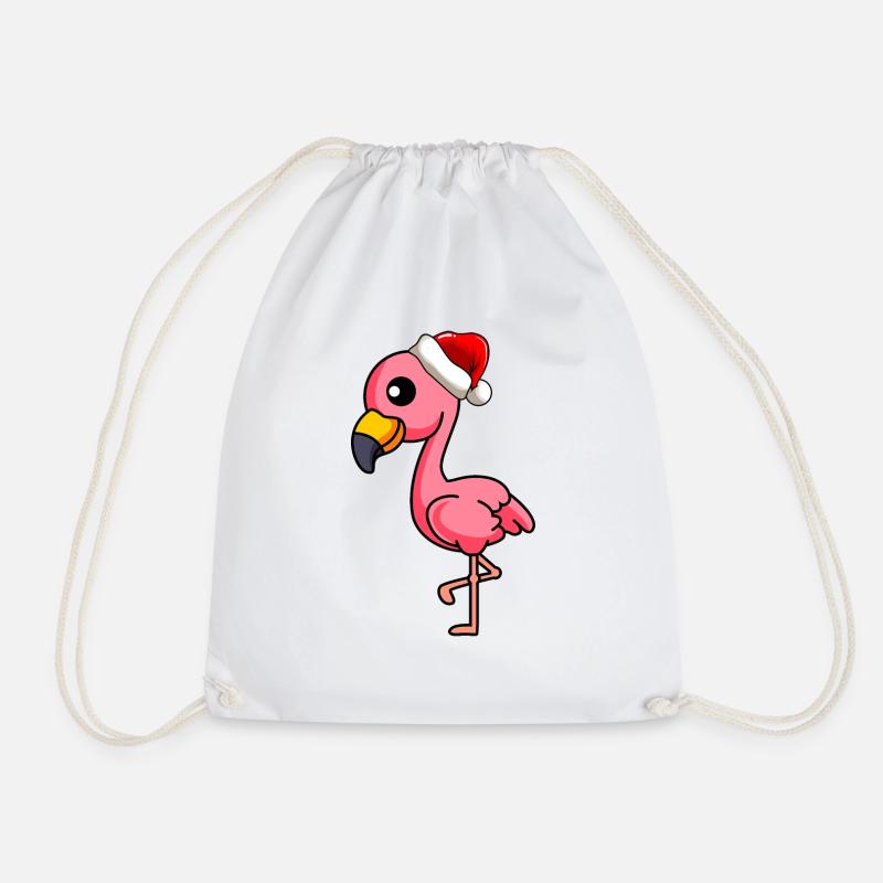 Flamingo Comic Christmas - Drawstring Bag - white