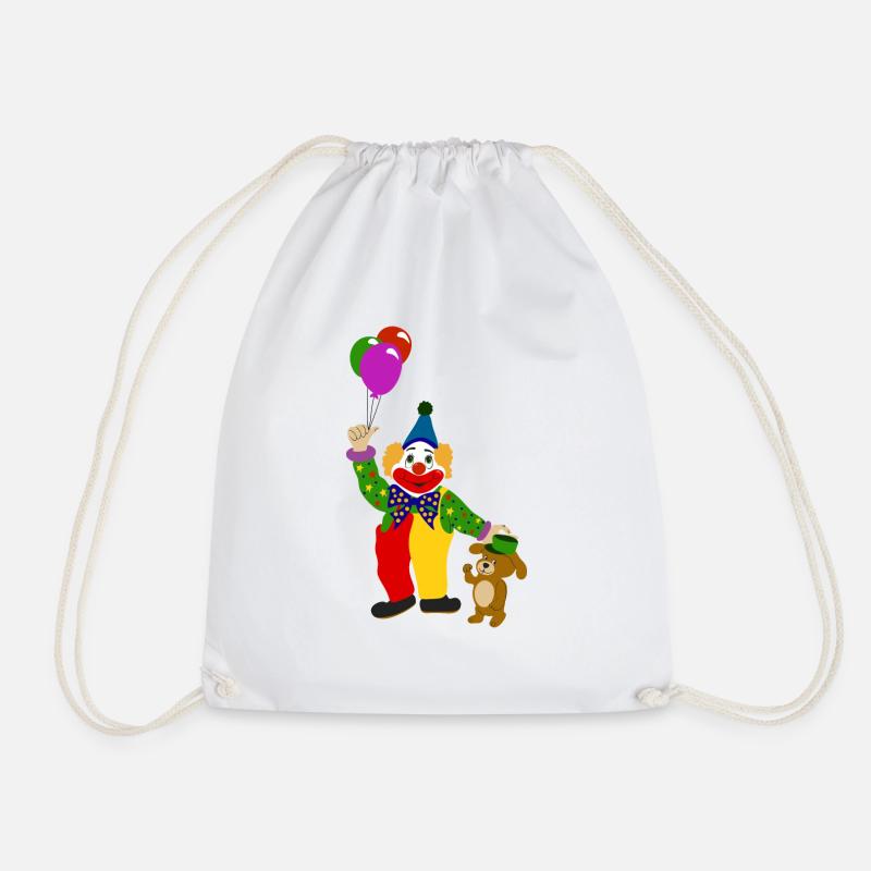 Clown with his dog - Drawstring Bag - white
