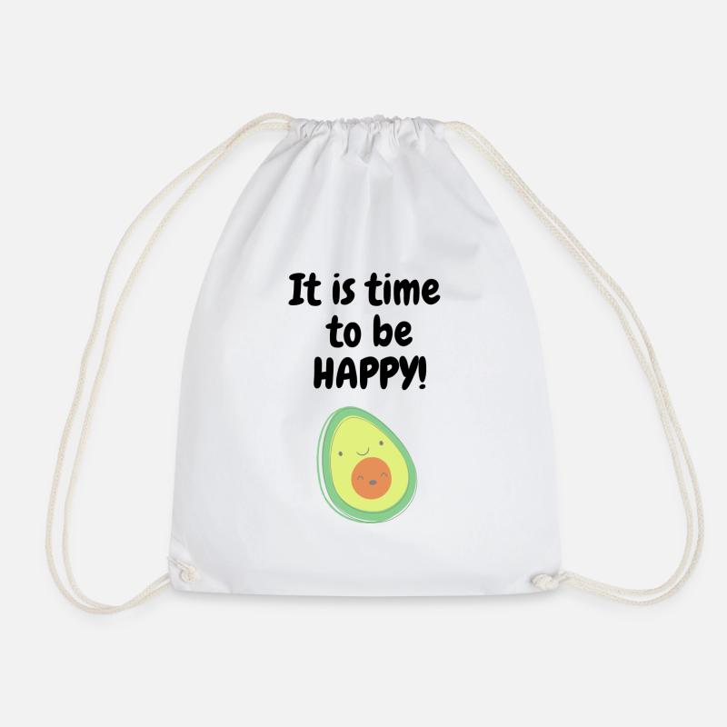 Happy Avocado - Drawstring Bag - white