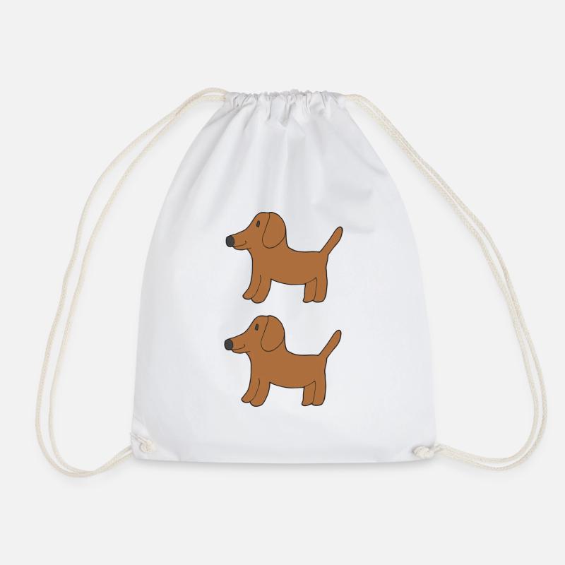 Dachshund double - Drawstring Bag - white