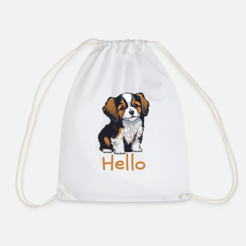 Cute Puppy - Drawstring Bag - white