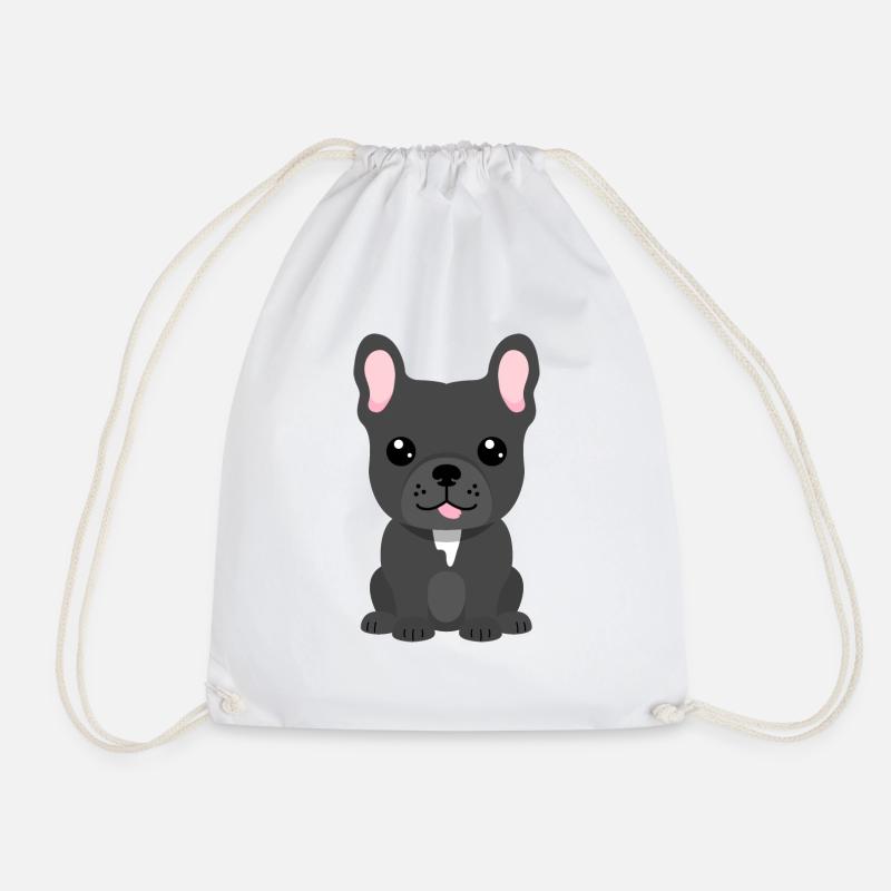 French Bulldog - Drawstring Bag - white