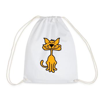 Pretty Cat Looking Happy Cheerful Smiling - Drawstring Bag - white - Front