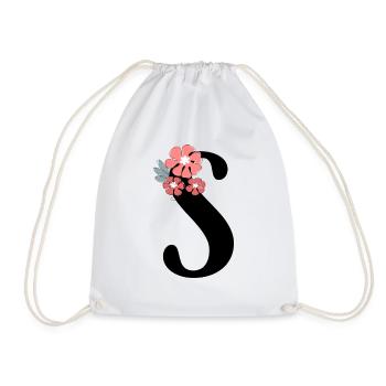 Lettre S fleurs minimalistes - Sac de sport léger - blanc - Devant
