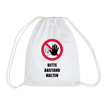 Achtung Hand Warnung Schild Bitte Abstand halten - Turnbeutel - Weiß - Vorne