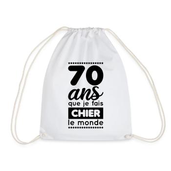 Anniversaire - 70 ans que je fais chier le monde - Sac de sport léger - blanc - Devant