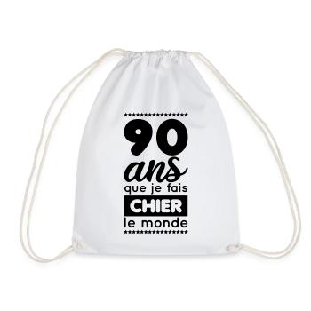 Anniversaire - 90 ans que je fais chier le monde - Sac de sport léger - blanc - Devant