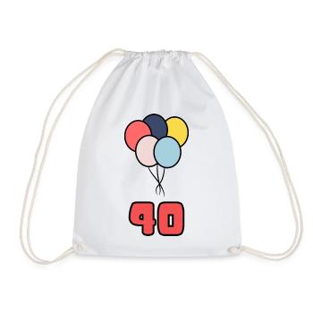 40. 40 YEARS. 40th ANNIVERSARY. BIRTHDAY 40 YEARS. - Drawstring Bag - white - Front