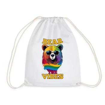 BEAR THE VIBES, BUNTER SCHWULER BÄR, LGBT - Turnbeutel - Weiß - Vorne