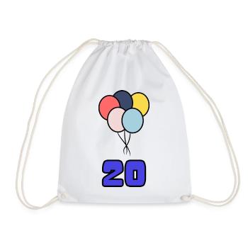 20. 20 ANS. 20e ANNIVERSAIRE. ANNIVERSAIRE 20 ANS. - Sac de sport léger - blanc - Devant