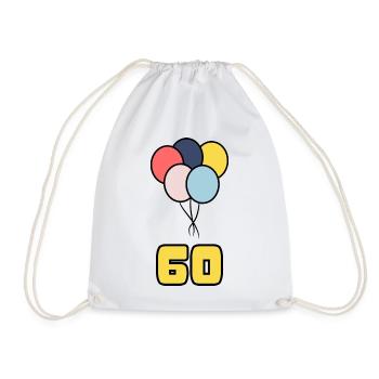 60. 60 YEARS. 60th ANNIVERSARY. 60TH BIRTHDAY. - Drawstring Bag - white - Front