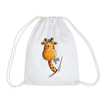 Droll Girafe Dessin animé Animal sauvage Zoo Safari animalier - Sac de sport léger - blanc - Devant