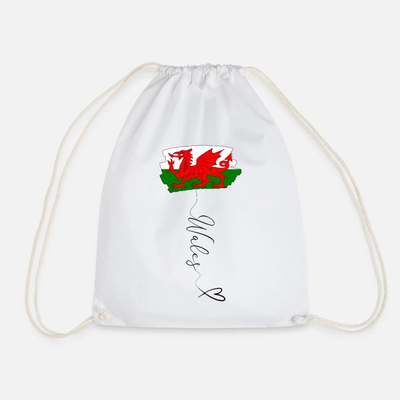 Wales Flagge Y Ddraig Goch Walisischer Drache - Turnbeutel - Weiß