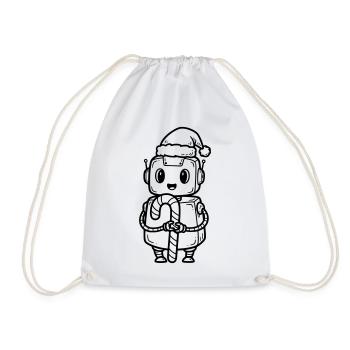 Cute Christmas boy with gift - Drawstring Bag - white - Front