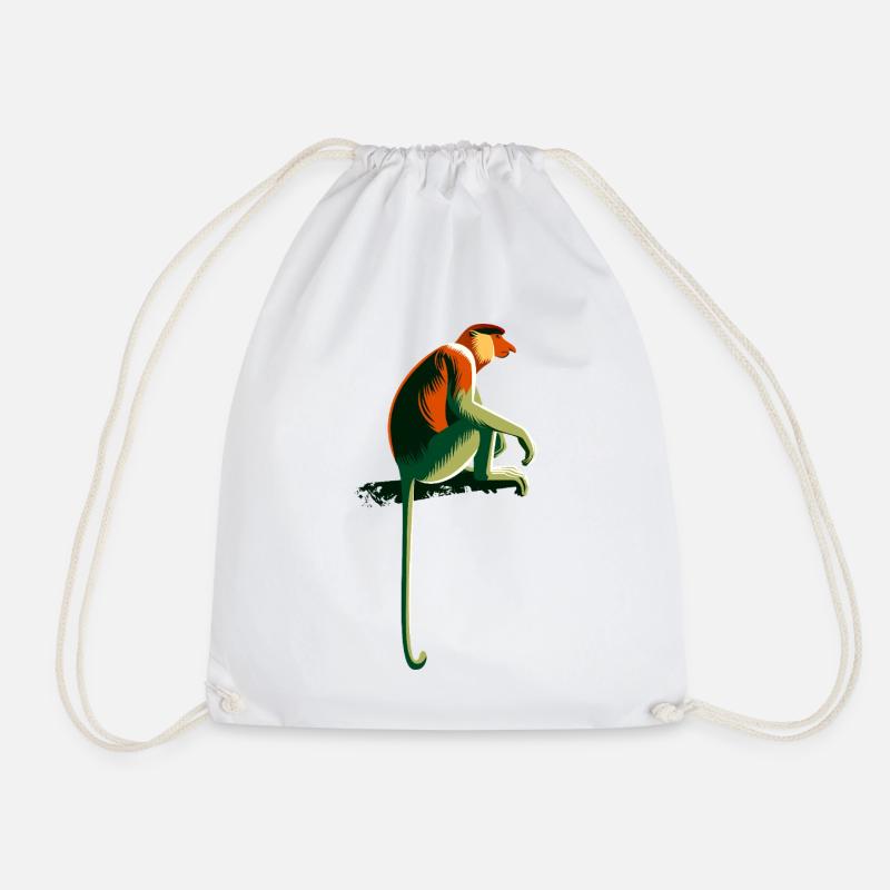 Proboscis monkey - Drawstring Bag - white