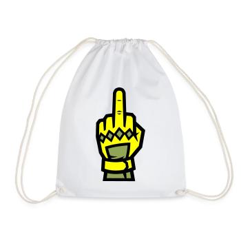 Mittelfinger Handschuh Gelb Symbol - Turnbeutel - Weiß - Vorne