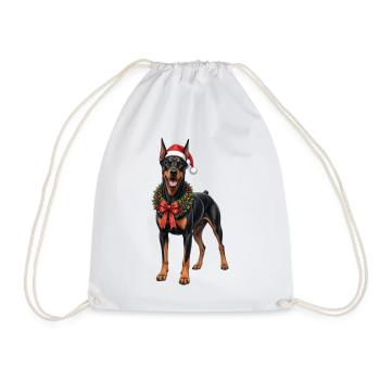 Dobermann Hund an Weihnachten  - Turnbeutel - Weiß - Vorne