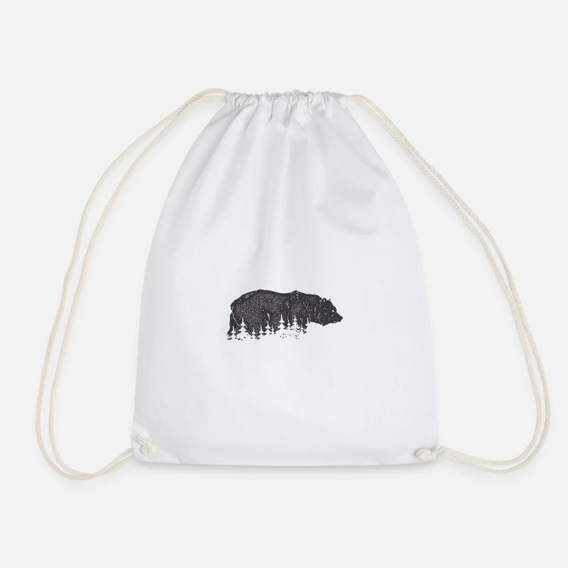 Bear in the forest - Drawstring Bag - white