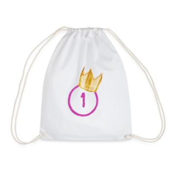 1st Birthday | 1 crown 👑 - Drawstring Bag - white - Front