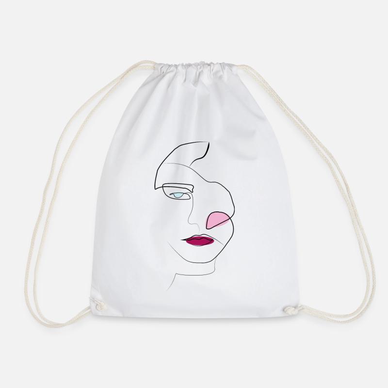 Abstract face - Drawstring Bag - white