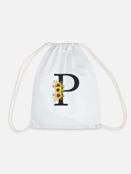 P Monogramm Sonnenblumen - Turnbeutel - Weiß