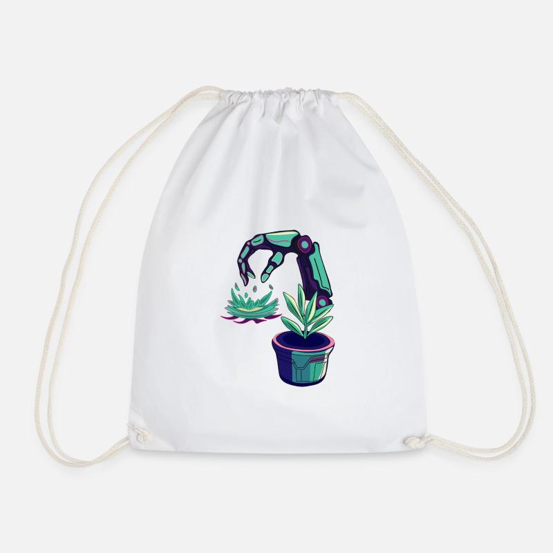Neon robots - Drawstring Bag - white