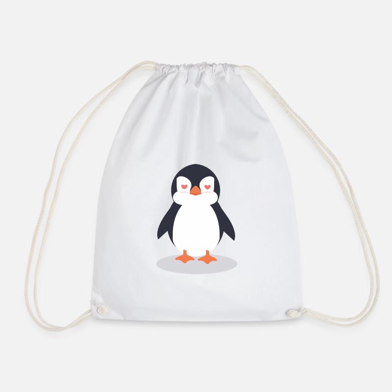 Penguin - Drawstring Bag - white
