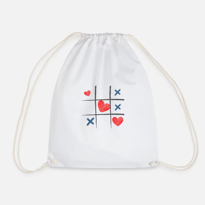 Valentinstag Tic-Tac-Toe - Turnbeutel - Weiß