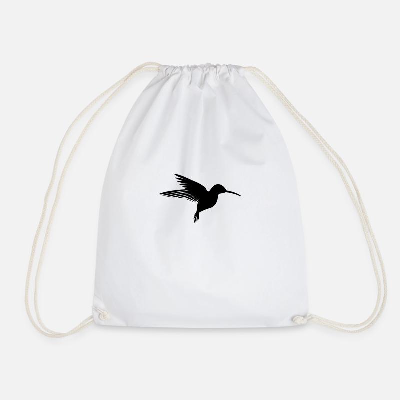 Hummingbird silhouette - Drawstring Bag - white