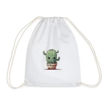 Kaktus Pflanze Geschenkidee - Turnbeutel - Weiß - Vorne