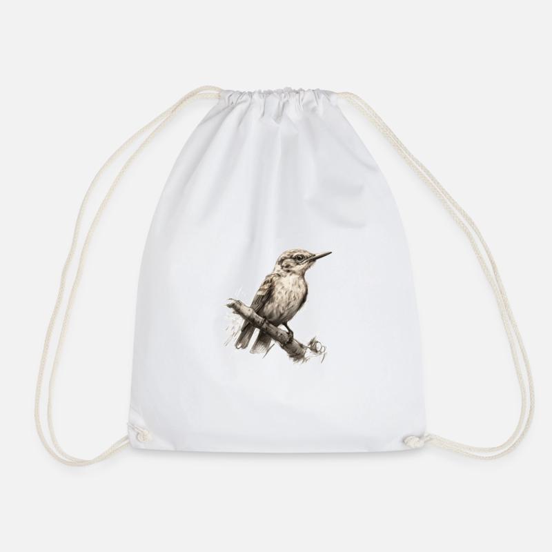 Vogel Vögel Gemalt Geschenkidee - Turnbeutel - Weiß