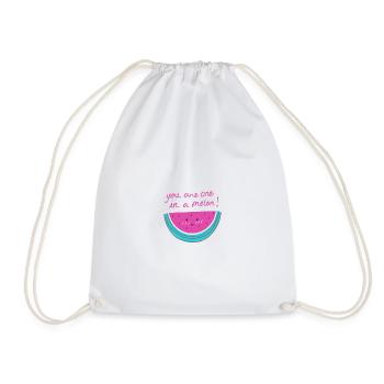 Watermelon with phrase - Drawstring Bag - white - Front