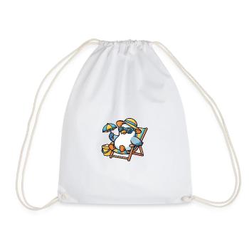 Sun-style beach penguin - Drawstring Bag - white - Front