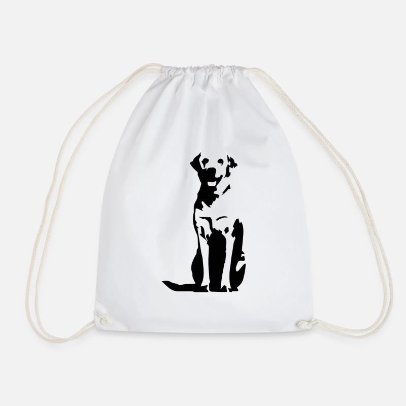 Labrador Retriever black - Drawstring Bag - white