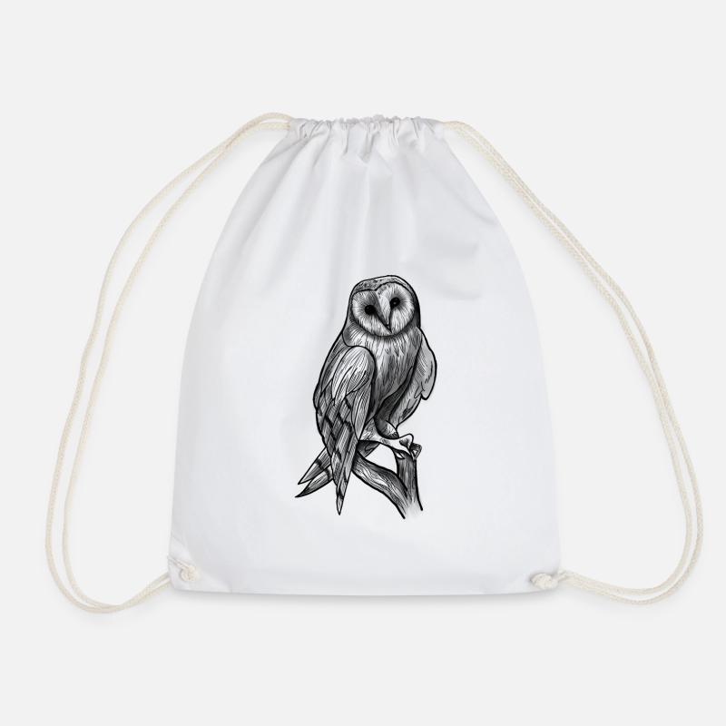 owl - Drawstring Bag - white