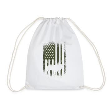 Elk Camo Us Flag Moose - Drawstring Bag - white - Front